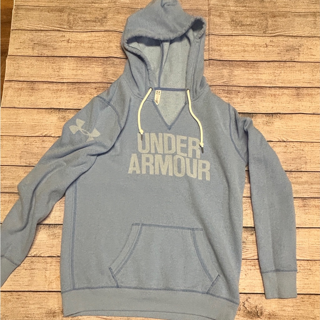 Under Armour Light Blue Pullover With White Drawstrings